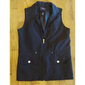 Womens Chaps Size Small Black Full Zip Lined Outdoor Polyester Vest Snap Pockets